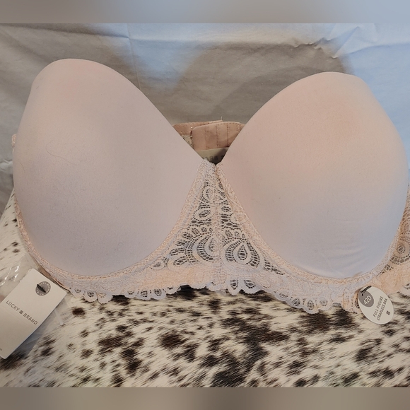 Lucky Brand Full Figure Removeable Straps Smooth & Lace Bra Cream Size 42D - Picture 1 of 9